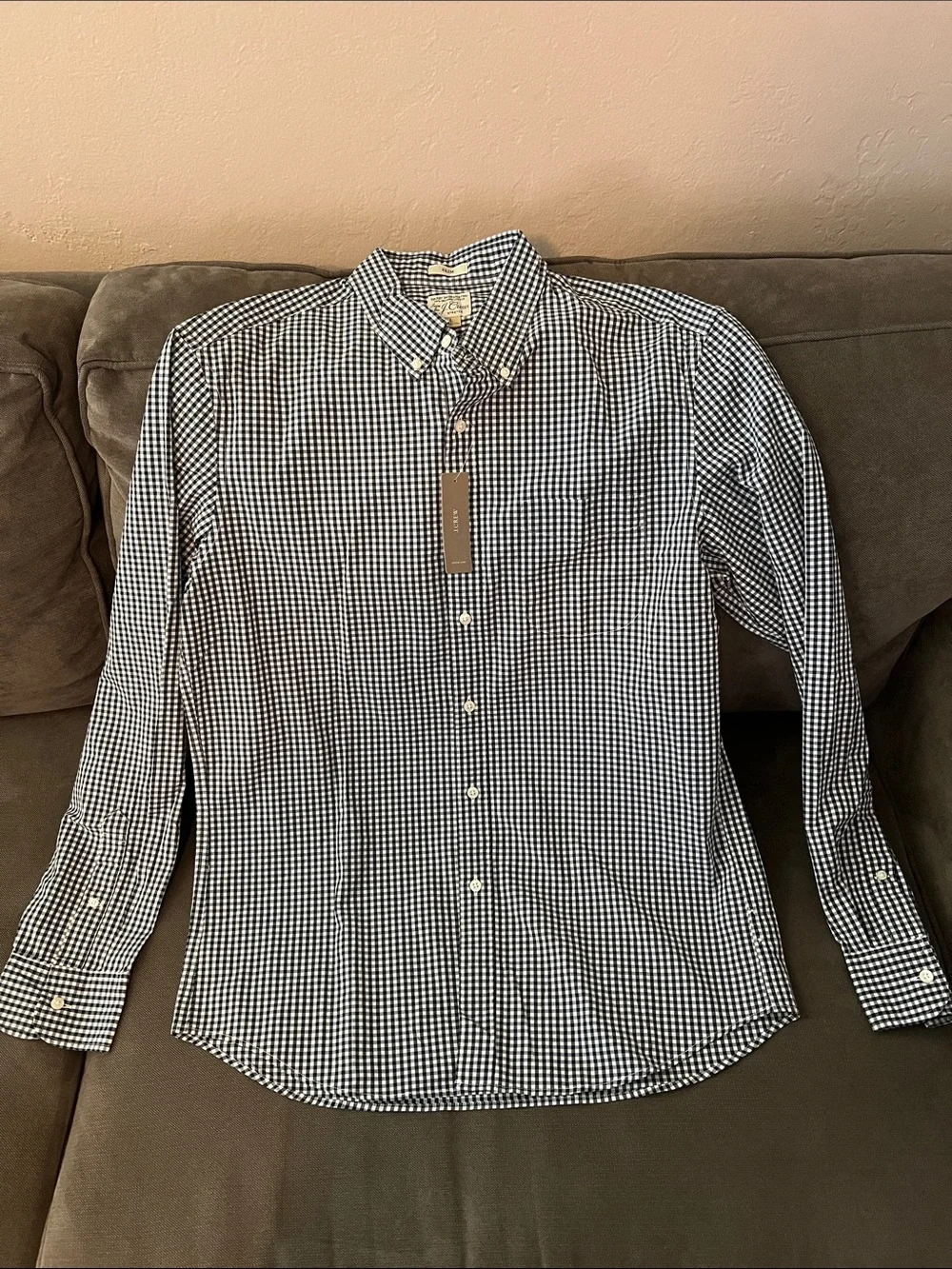 J. Crew Navy & White Gingham Button-Down Shirt - Men's